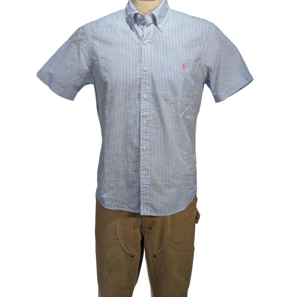 Polo Ralph Lauren Mens Seersucker Stripe Button Down Shirt Sz M NWT $120